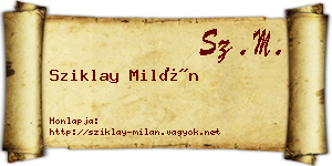 Sziklay Milán névjegykártya