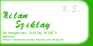 milan sziklay business card